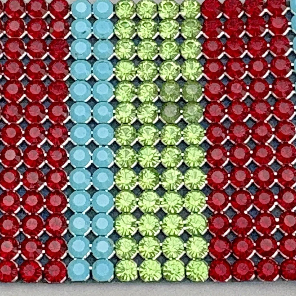 SWAROVSKI Crystal Wide Band Bracelet Multicolor 7 in Suede Backed Signed